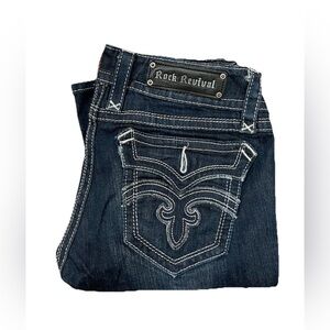 Rock Revival Dark Blue Deborah Boot Cut Low Rise Jeans Women's Size 31